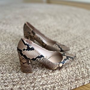 Snakeskin Block Heels
